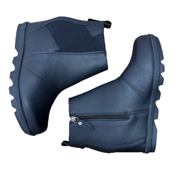 Womens Sz 8 Black Ankle Boots Hidden Heel Wedge Athlefit Sawtooth NWT - Picture 6 of 8